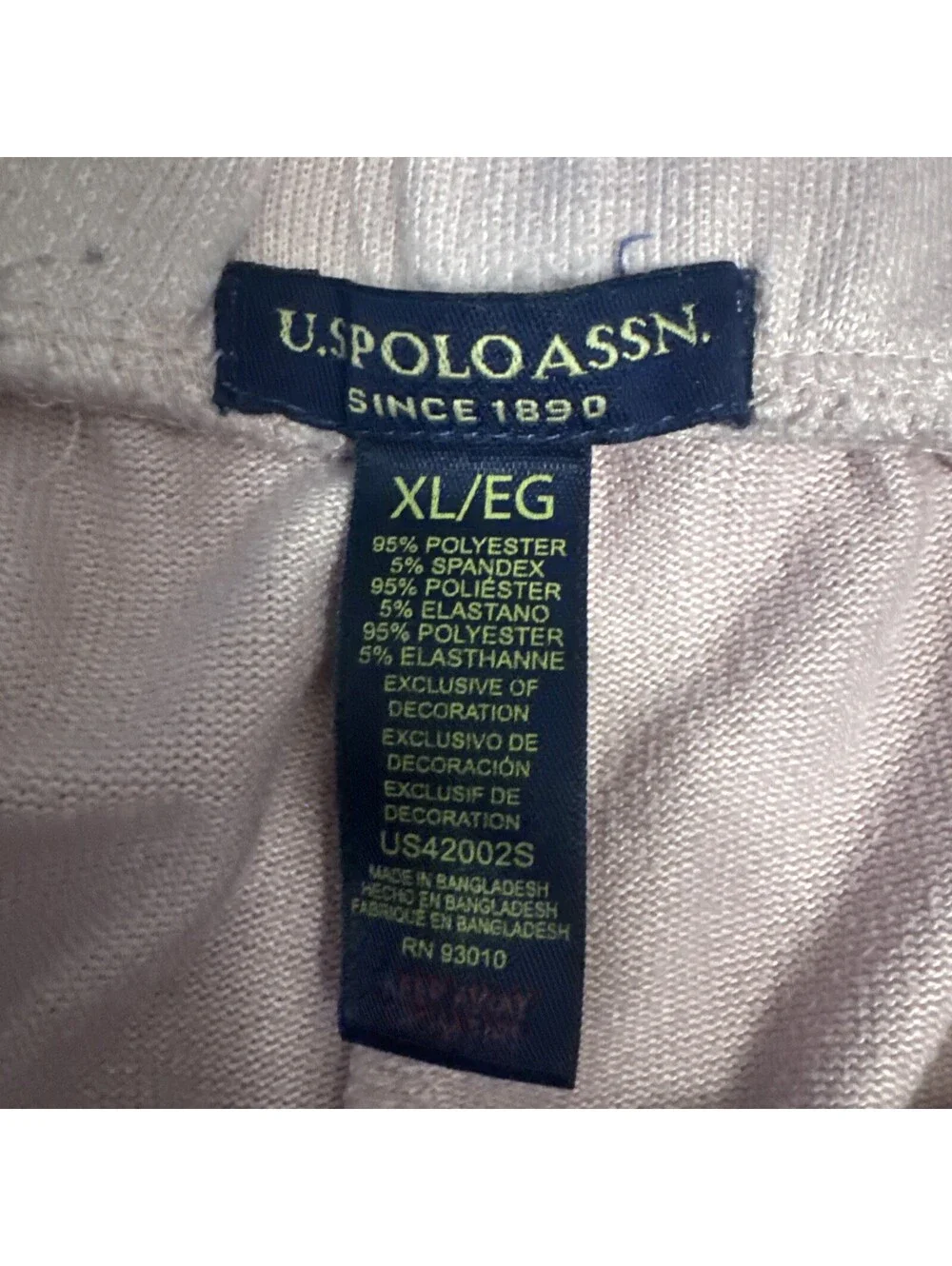 US Polo Assn Women’s Pajama Set Pink Navy Blue Piping Button Up Long Sleeve XL